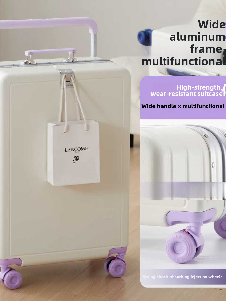 Aluminum Frame Carry On Luggage - 新型大容量アルミフレーム荷物バッグ、ワイドプルロッド付き20インチ機内持ち込みホイールスーツケース（旅行・ビジネス用）