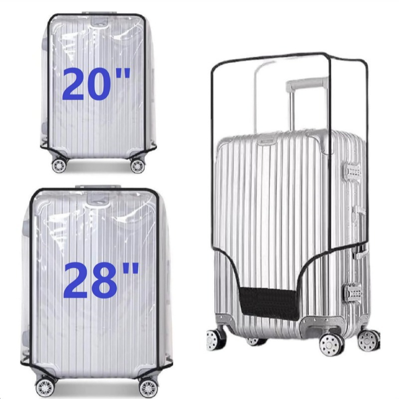 Luggage Protective Cover Transparent - 防水ホイール付きスーツケース用ダストカバー 透明PVCスーツケースカバープロテクター 透明荷物カバー 防塵トラベルスリーブ