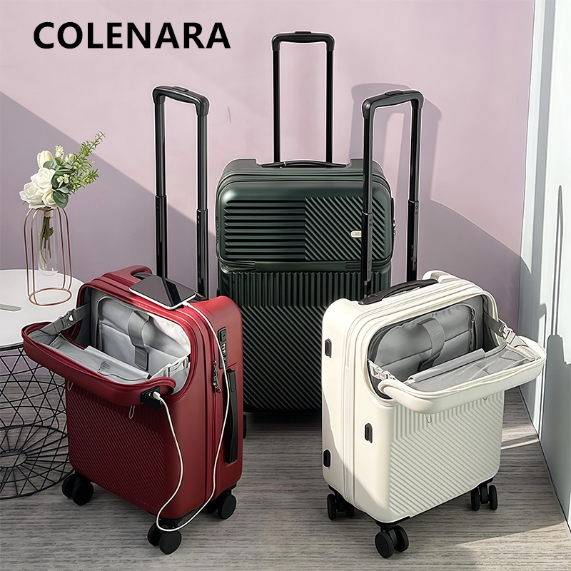 Front Opening Laptop Luggage 24 Inch - COLENARA充電機能付き荷物入れフロントオープン式ラップトップ搭乗ケース多機能トロリーケース20インチ22インチ24インチ26インチキャビンスーツケース