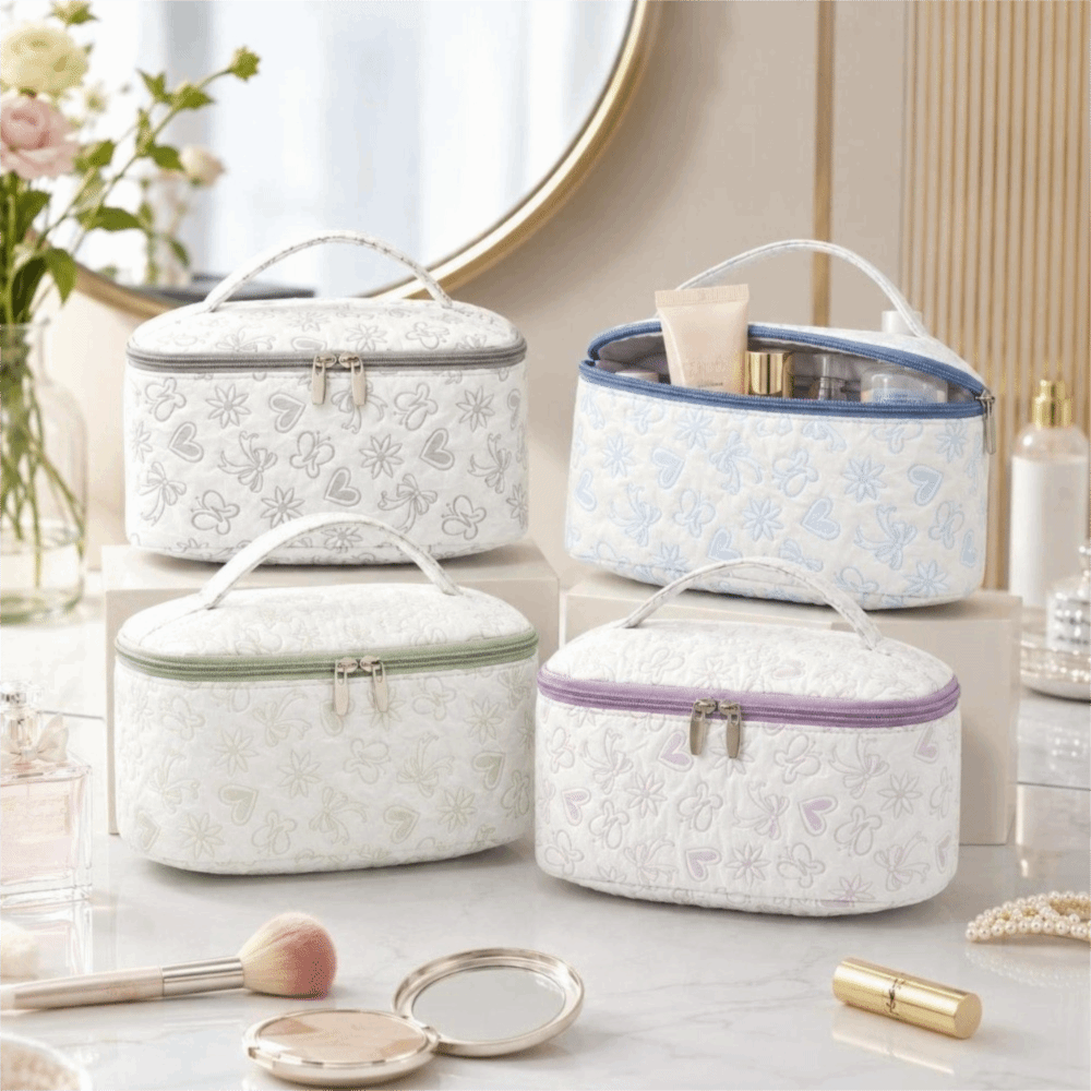 Cosmetic Bags - 新しい大容量メイクアップバッグ 花柄 ファッションコスメ収納バッグ シンプルなトラベルコスメバッグ 旅行用
