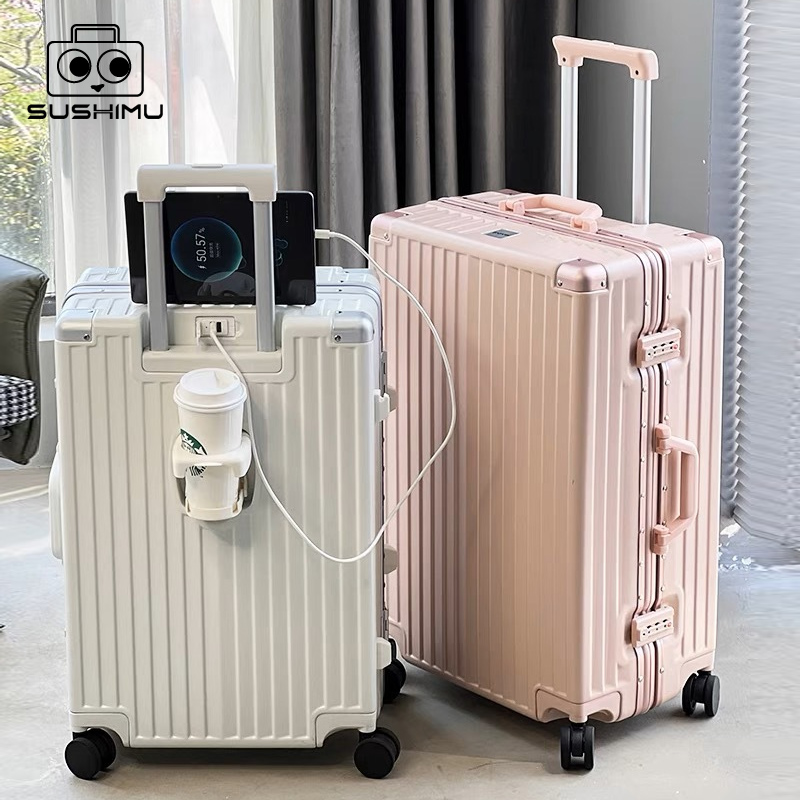 Spinner Wheel Rolling Suitcase 20 Inch - SUSHIMU 機内持ち込み荷物 カップ電話ホルダー付き ハードシェル ローリング トラベル