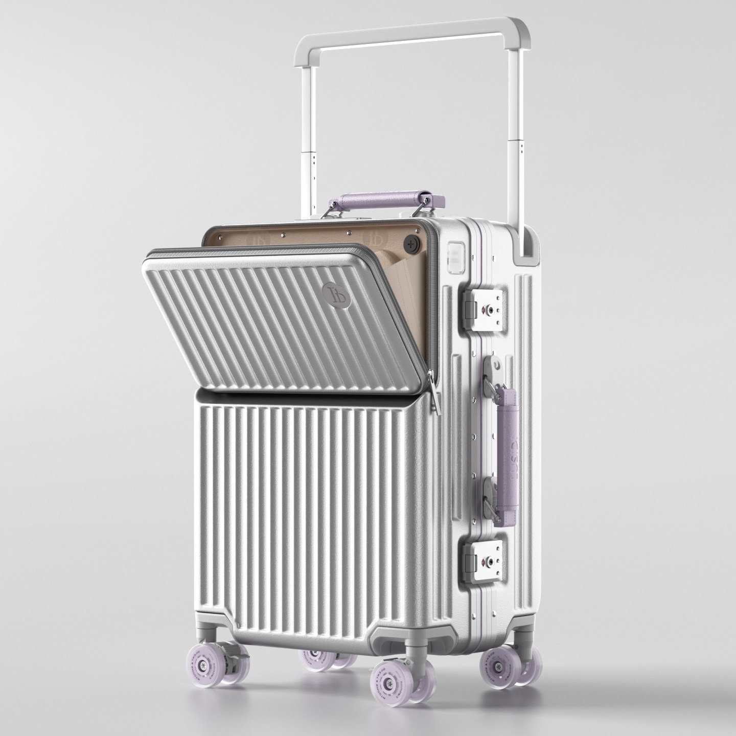 Aluminum Frame Carry On Luggage - フロントオープン式スーツケース ワイドハンドル トロリーケース アルミフレーム TSAロック ハードシェル