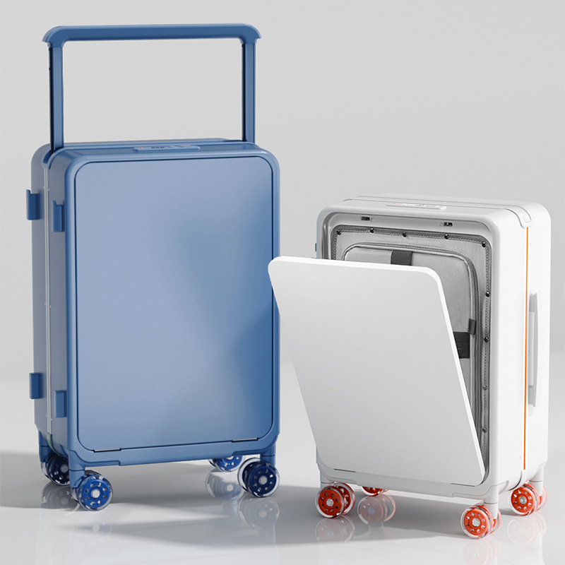 Spinner Wheel Rolling Suitcase 20 Inch - 20/24インチ幅広タイロッド付きローリングラゲージトロリーケース、ホイール付きフロントオープン式トラベルスーツケース、機内持ち込み可能ラゲージボーディングボックス