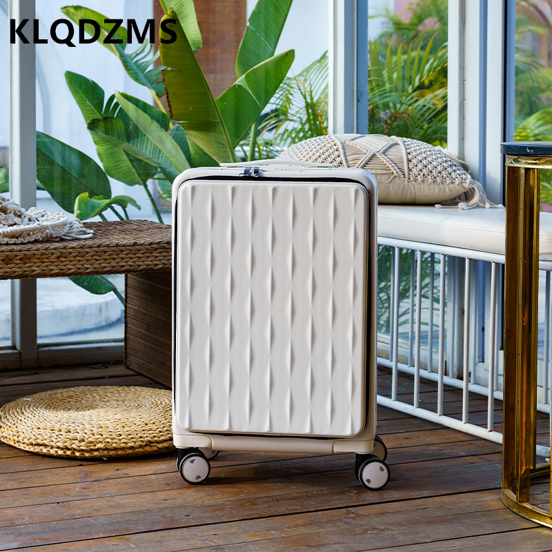 Front Opening Laptop Luggage 24 Inch - Klqdzms-トラベルラゲッジフロントオープニング、アルミフレームトロリーケース、ラップトップボーディングケース、USB充電キャビンスーツケース、20 