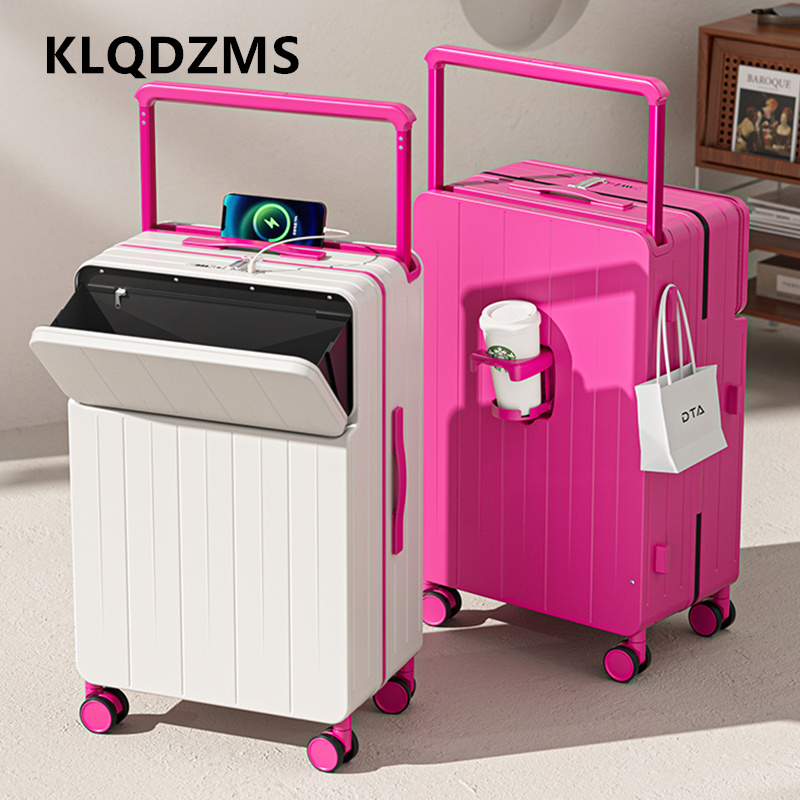 Front Opening Laptop Luggage 24 Inch - KLQDZMS 多機能スーツケース フロントオープニング搭乗ボックス ラップトップトロリーケース 20インチ22インチ24インチ26インチ 学生パスワードボックス荷物