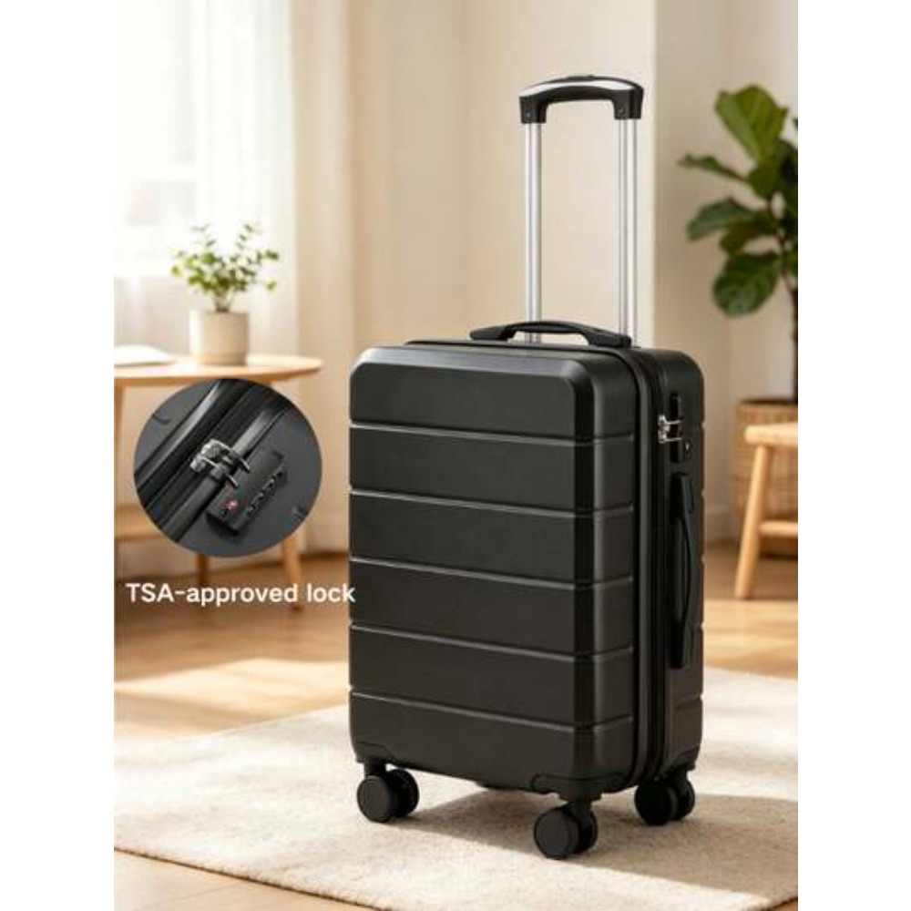 Cabin Size Lightweight Travel Trolley - 20インチ拡張可能なABSハードサイドキャリーオンラゲージ 22x14x9インチ 機内持ち込み可能 軽量6.1ポンド スピナースーツケース TSAロック付き