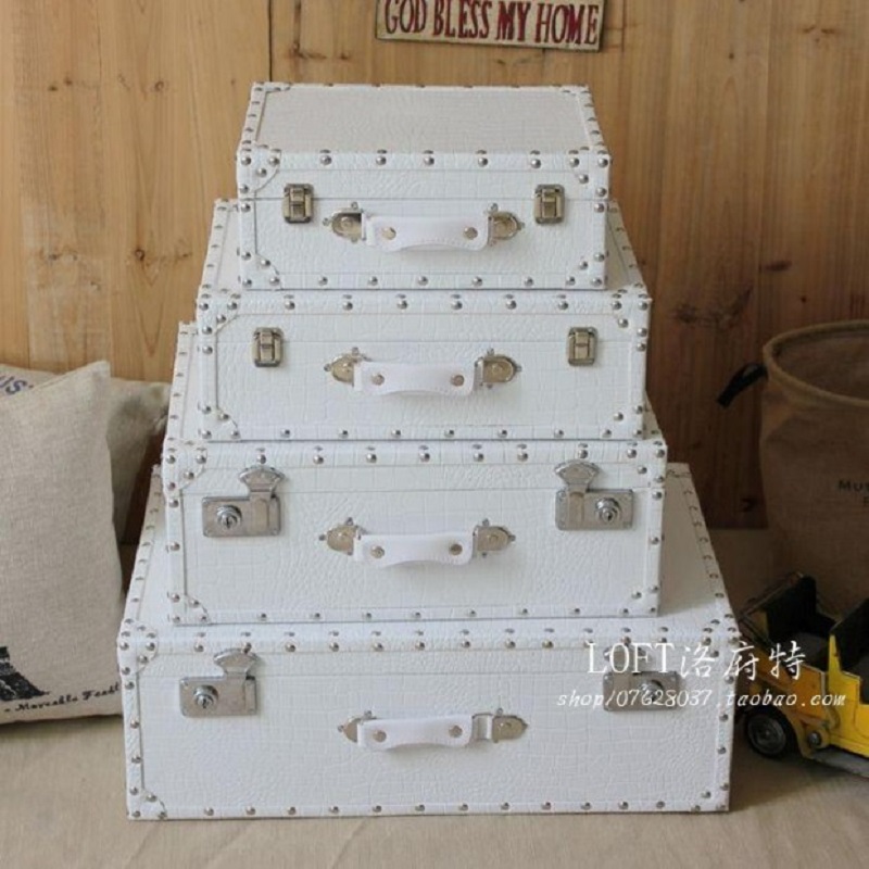 Retro Vintage Trunk Suitcase - クロコダイルレザー柄トラベルケース、アンティーク調収納トランクスーツケース（鍵付き）、レトロなホームデコレーションラゲージボックス、高級ギフトに最適
