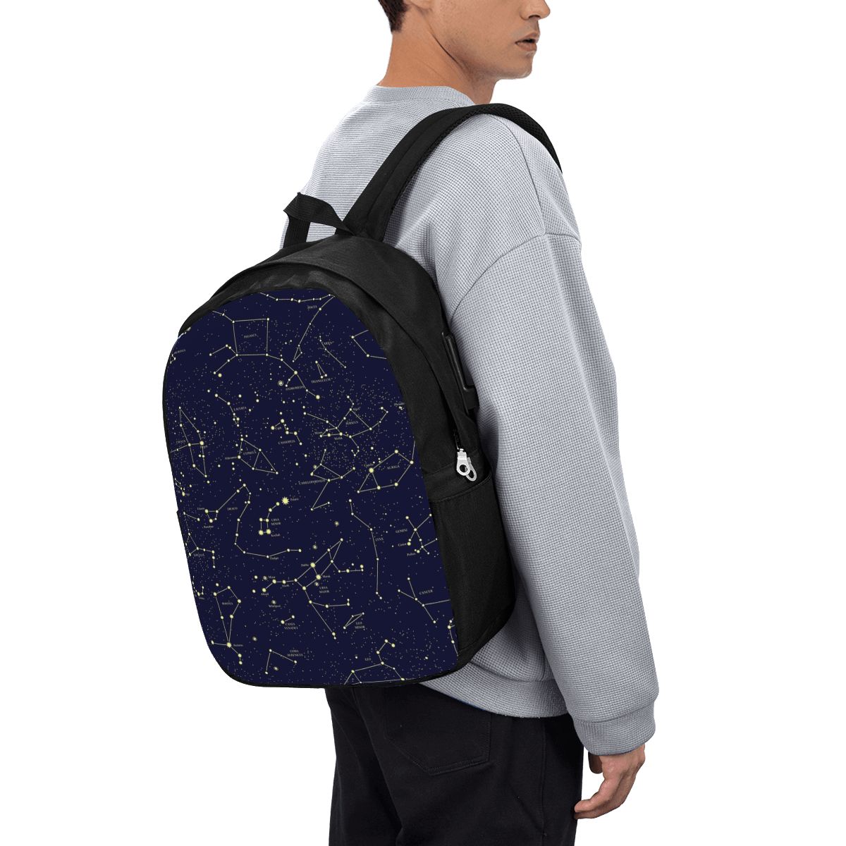 Travel Bags - 夜空黄金の天体星星座バックパック旅行ノートブックバッグコンピュータ大学生スクールバッグラップトップ