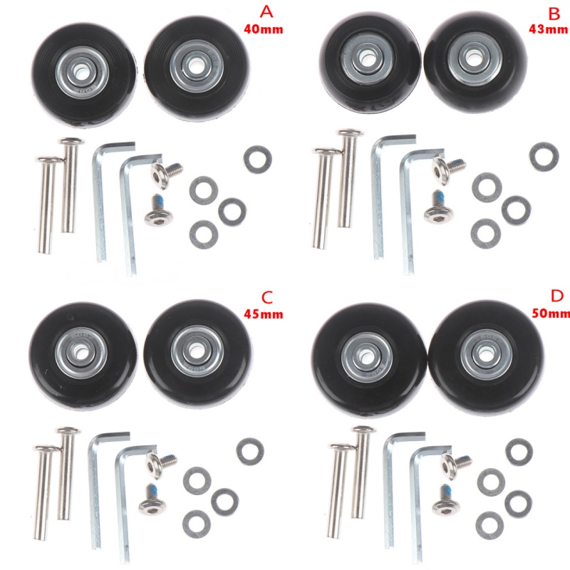 Silent Replacement Luggage Wheels - 旅行用ホイール付きサイレントキャスター,スーツケースパーツ,修理キット,交換用アクスル,40〜54mm, 1セット