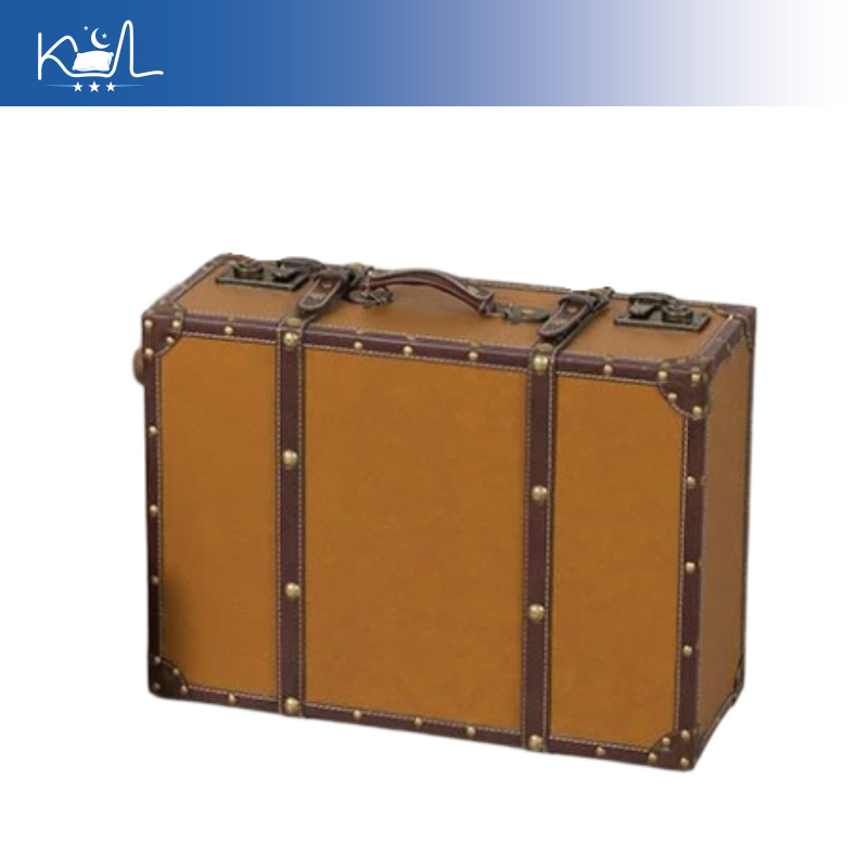 Retro Vintage Trunk Suitcase - ヴィンテージオレンジ装飾スーツケース収納ボックス、アンティーク調大容量レトロ荷物箱、家庭用、旅行装飾＆ディスプレイ用