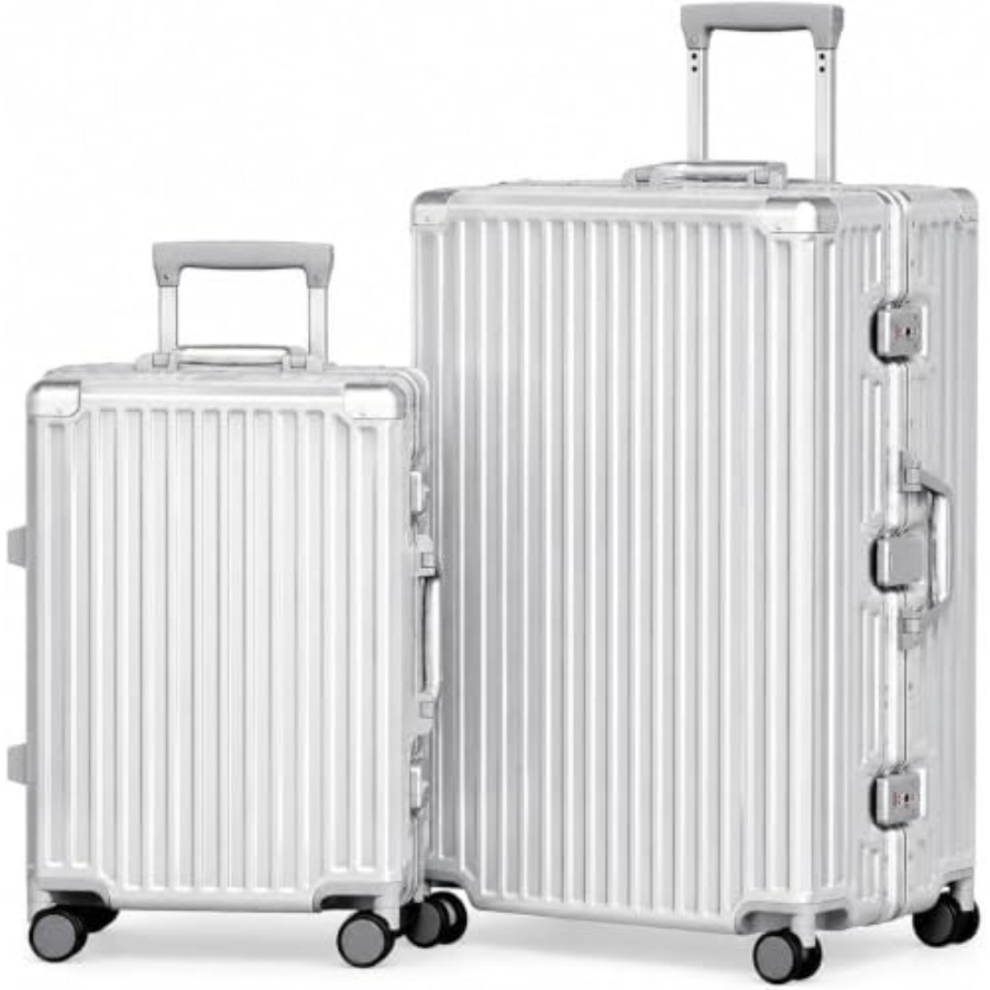 Aluminum Frame Carry On Luggage - 荷物セット 2個 アルミフレーム キャリーオン＆チェックインスーツケース PC ABS