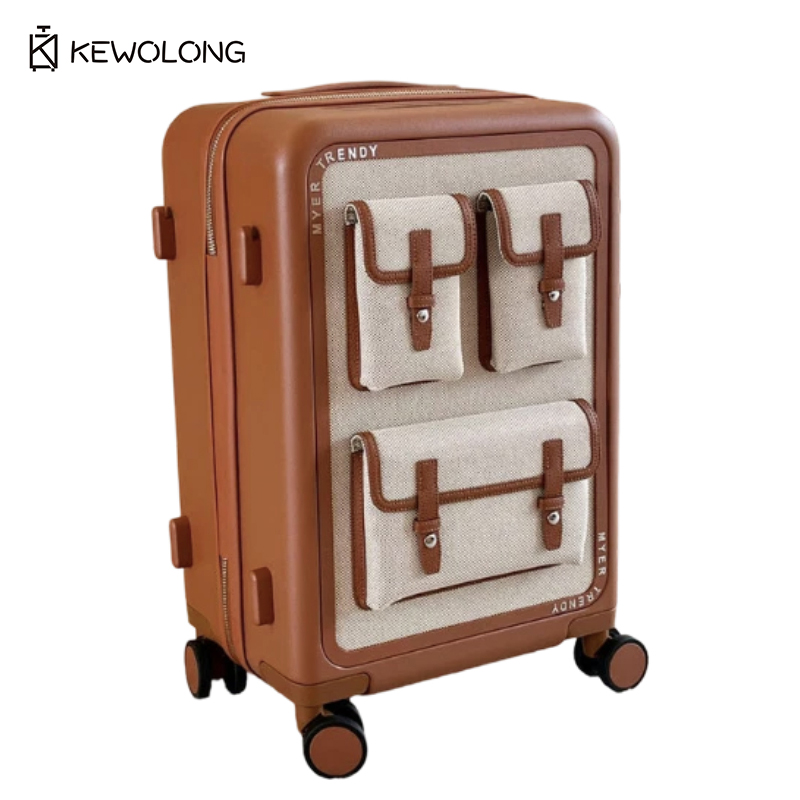 Spinner Wheel Rolling Suitcase 20 Inch - ヴィンテージキャンバススピナースーツケース 20/24インチ、レトロ軽量トロリーラゲージ、ダブルサイレントホイール＆ロック付き、耐久性のある機内持ち込み用バッグ