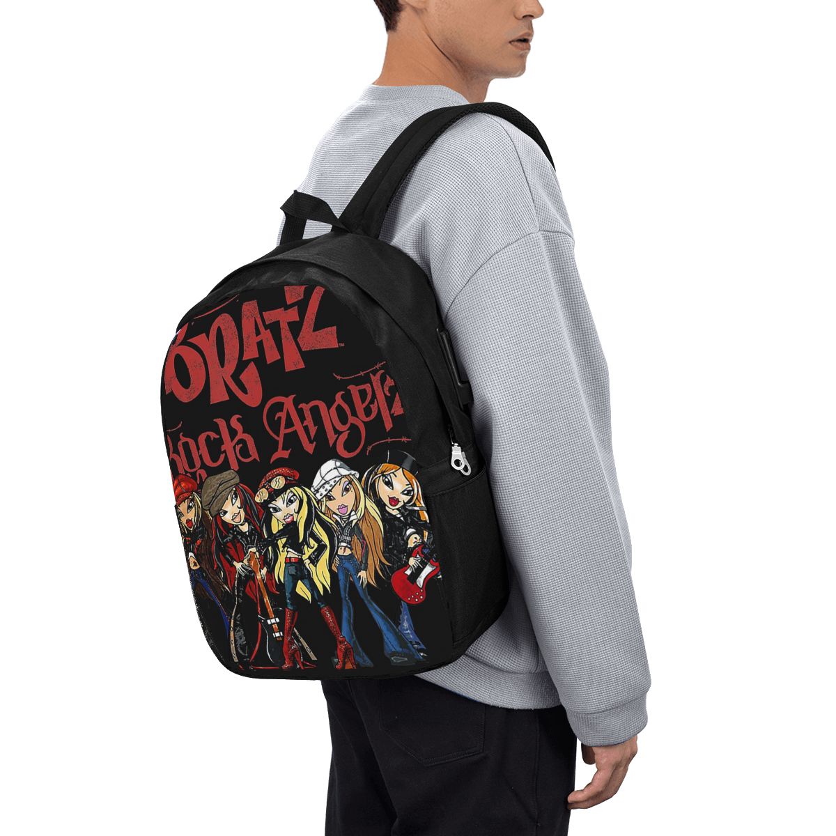 Travel Bags - Bratz Rock Angelz グループショットバックパック旅行ノートブックバッグコンピュータ大学生スクールバッグラップトップショルダーバッグ男性女性用