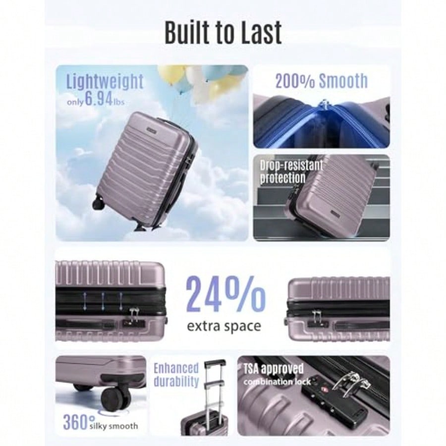 拡張可能な機内持ち込み荷物 22x14x9 インチ、ダブルス - Spinner Wheel Rolling Suitcase 20 Inch のレビューと価格