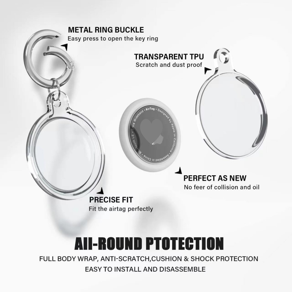 TPU透明防水保護カバーケース、Apple Airtag用、 - Luggage Protective Cover Transparent のレビューと価格