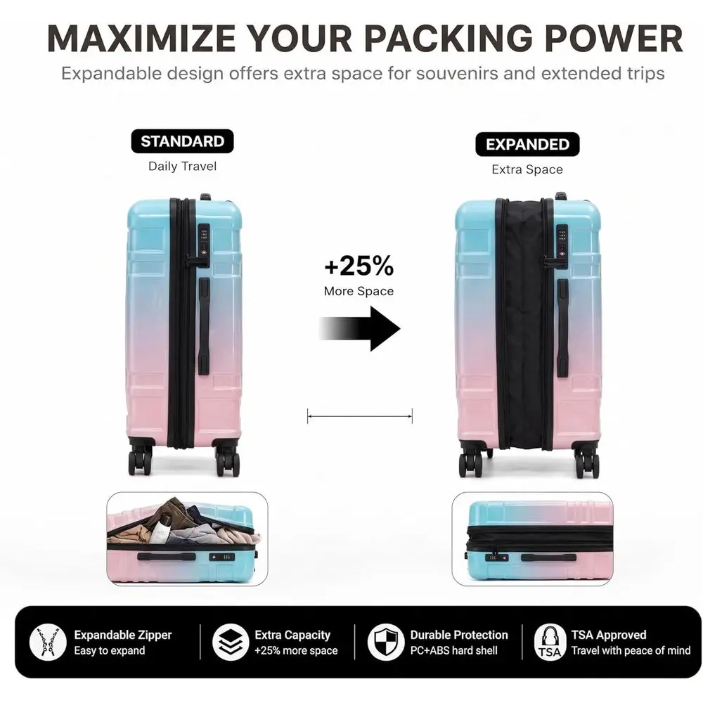 5ピースハードシェルラゲージセット、20/24/28インチ拡 - Expandable Hard Shell Luggage Set のレビューと価格