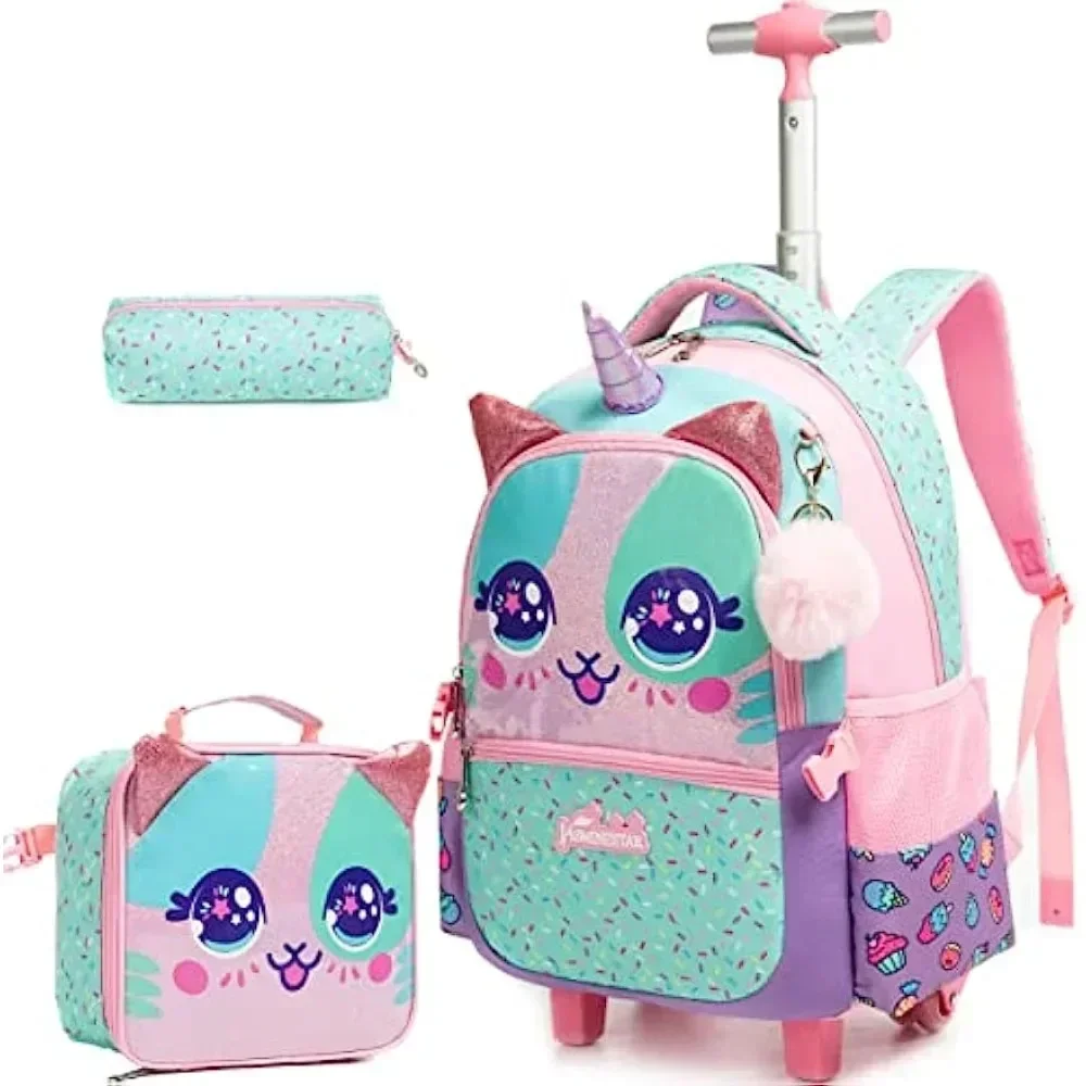 女の子用の素敵なローリングバックパック、小学生用のホイール付 - Foldable Rolling Luggage Bag のレビューと価格