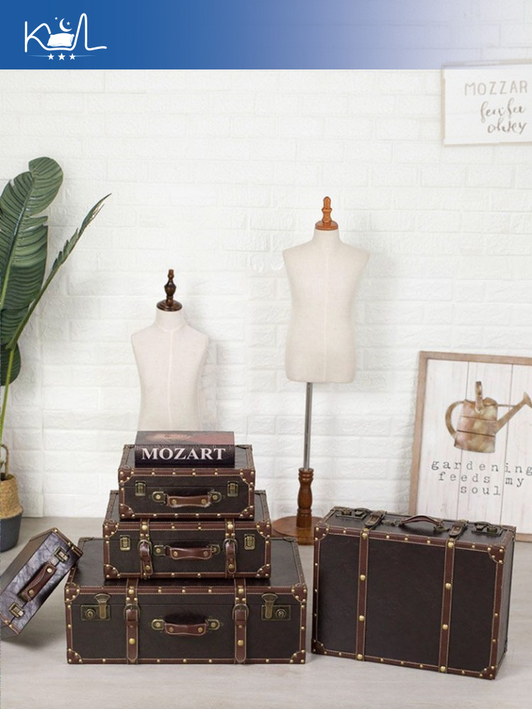 ヴィンテージブラウン装飾スーツケース収納ボックス、アンティー - Retro Vintage Trunk Suitcase のレビューと価格