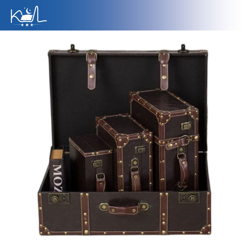 ヴィンテージブラウン装飾スーツケース収納ボックス、アンティー - Retro Vintage Trunk Suitcase のレビューと価格