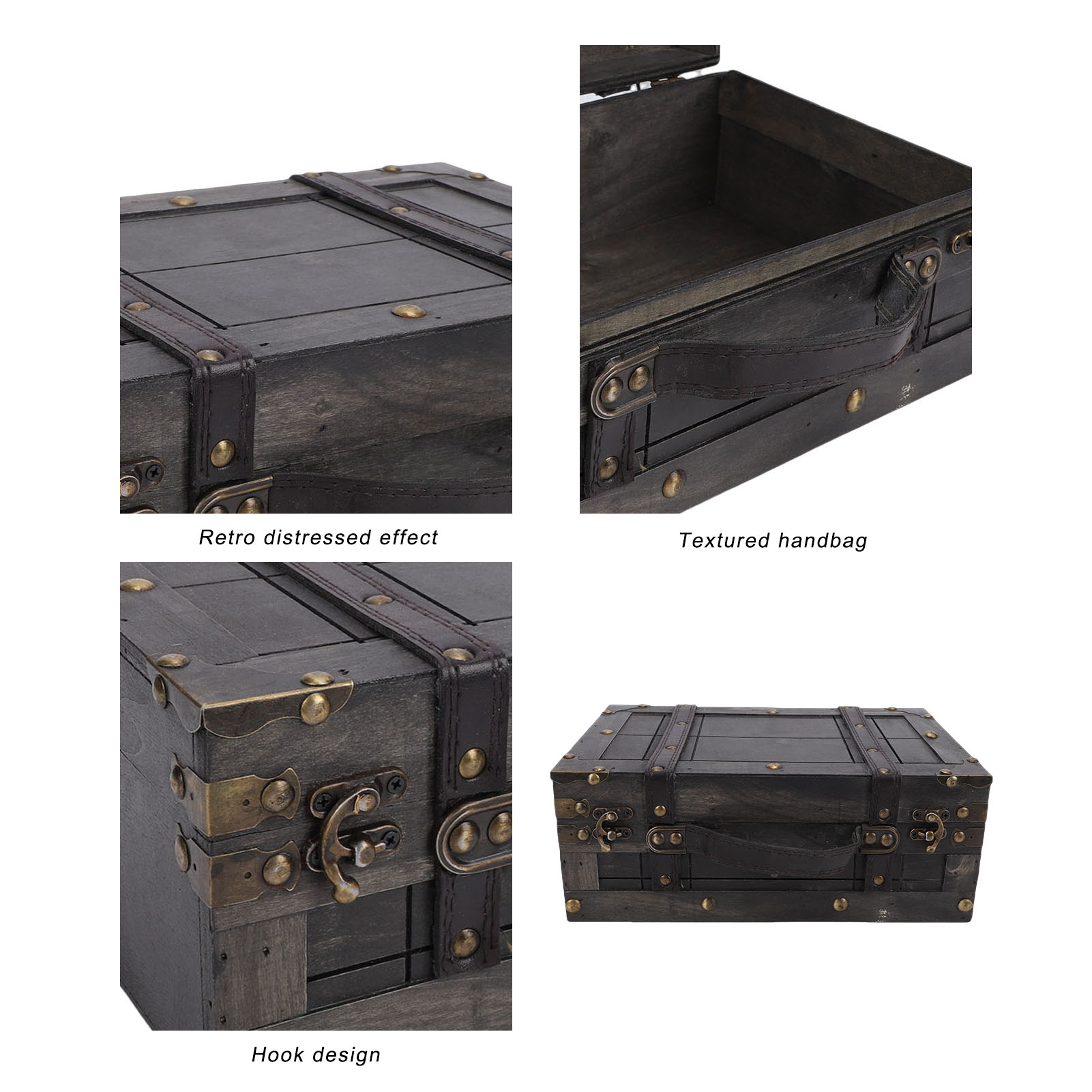 木製収納トランク 木製チェスト ヴィンテージ木製収納トランク - Retro Vintage Trunk Suitcase のレビューと価格