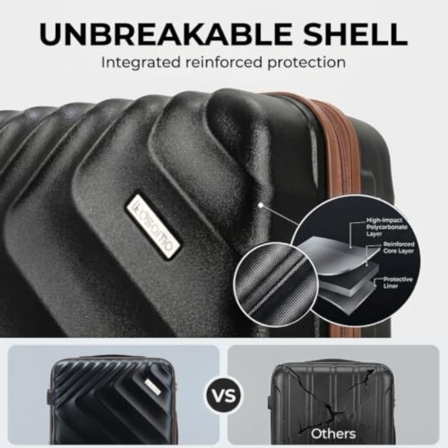 6ピースハードシェル拡張式荷物セット、機内持ち込み可能 - Expandable Hard Shell Luggage Set のレビューと価格