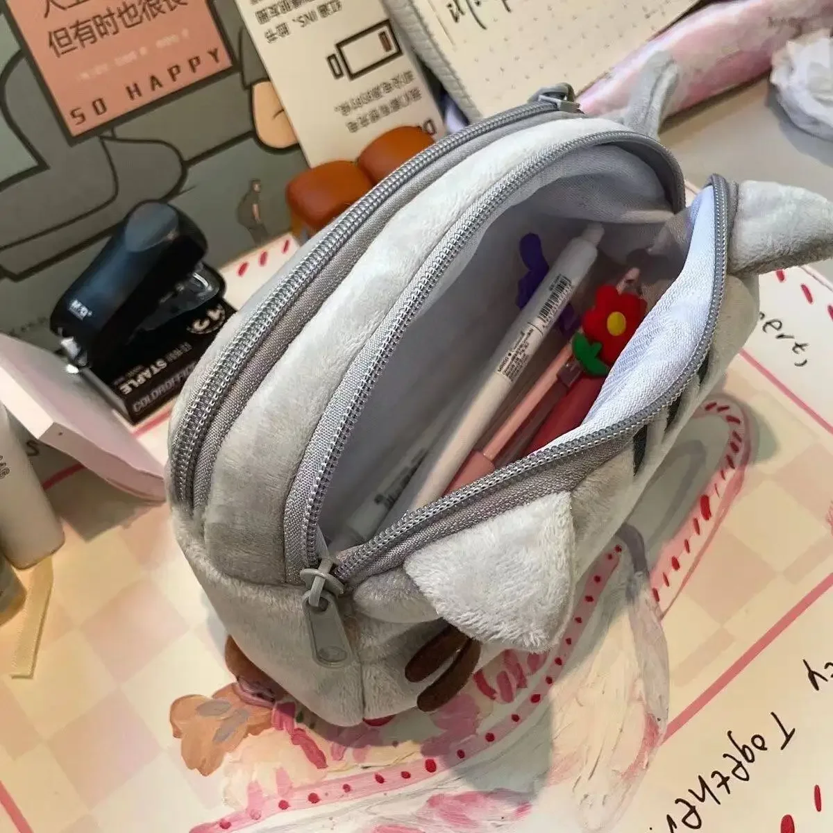 かわいいプシーンの太った猫の漫画ペンケース、大容量学生文房具 - Cosmetic Bags のレビューと価格