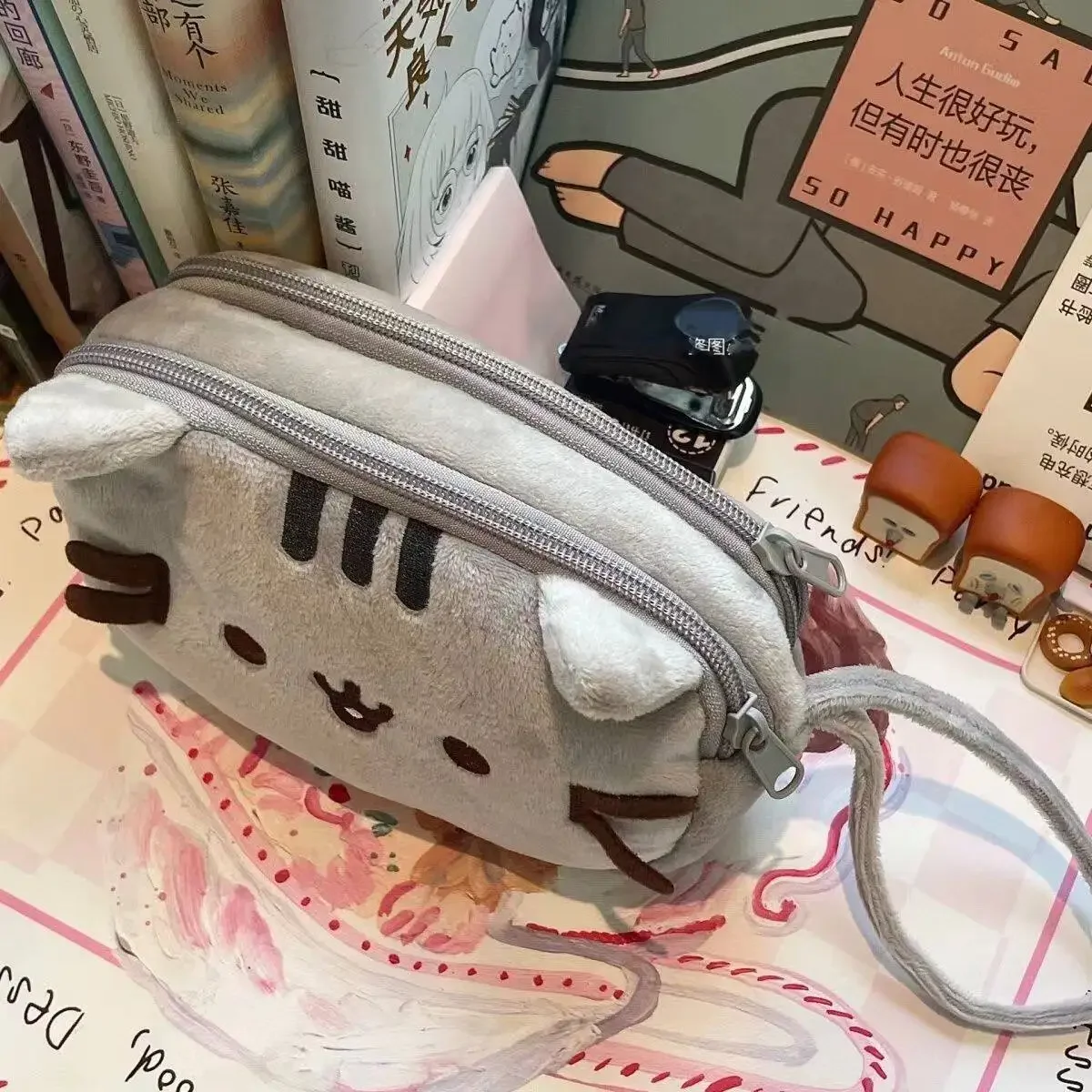 かわいいプシーンの太った猫の漫画ペンケース、大容量学生文房具 - Cosmetic Bags のレビューと価格