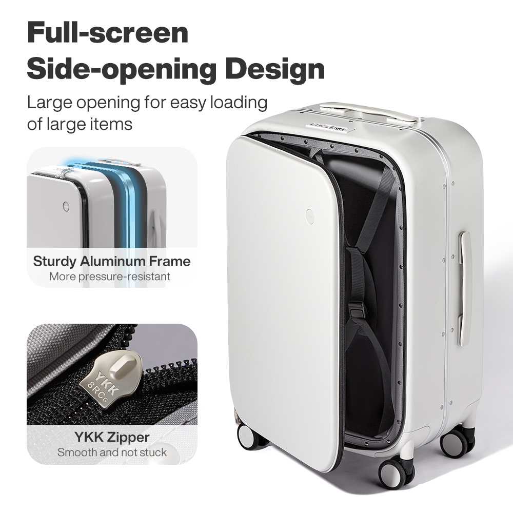 Mixi 新型PCアルミフレームスーツケース フロントオープ - Aluminum Frame Carry On Luggage のレビューと価格
