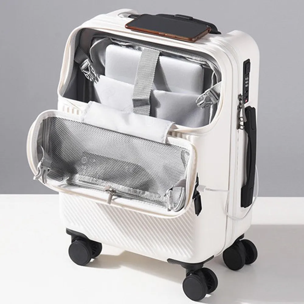 フロントオープン式トロリーケースPCスーツケース旅行用荷物ラ - Front Opening Laptop Luggage 24 Inch のレビューと価格