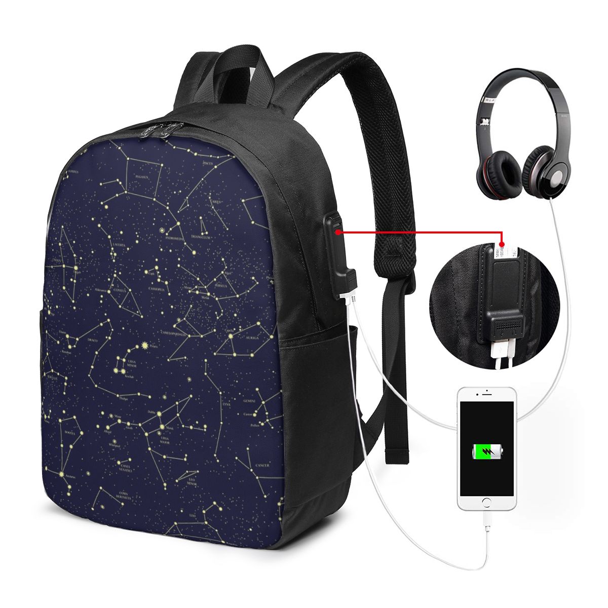 夜空黄金の天体星星座バックパック旅行ノートブックバッグコンピ - Travel Bags のレビューと価格