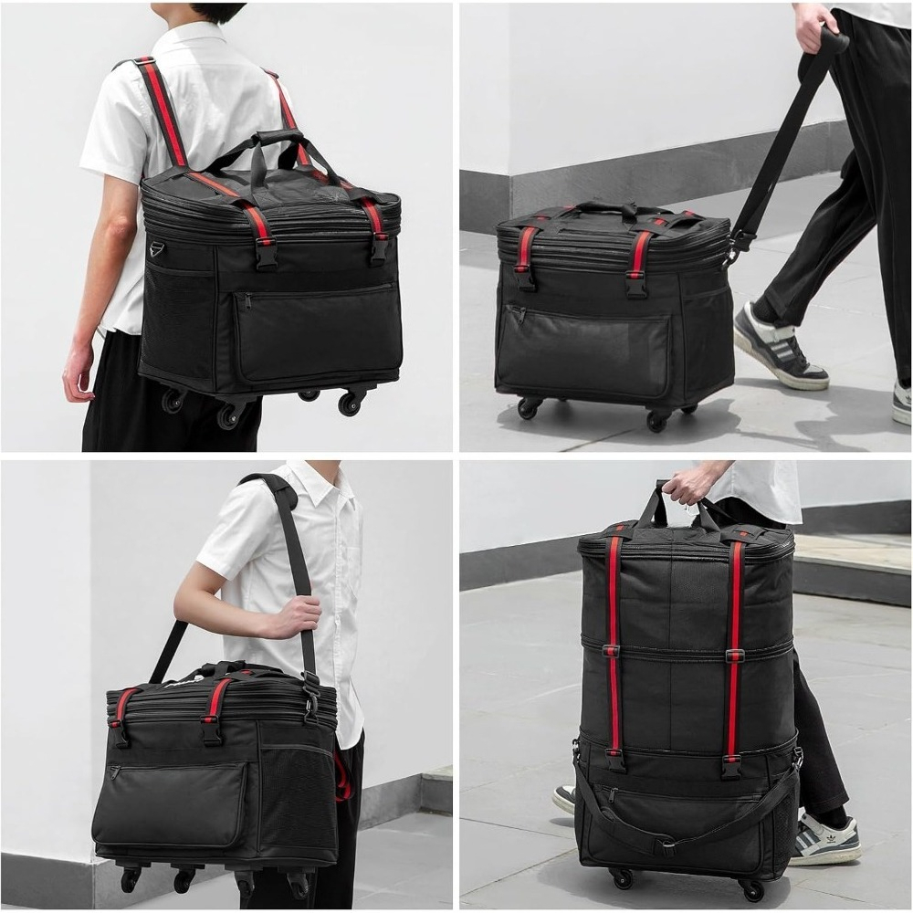 拡張可能で折りたたみ可能なホイール付きローリングラゲージバッ - Foldable Rolling Luggage Bag のレビューと価格