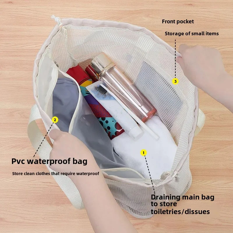 大容量ビーチバッグ、排水機能付きコスメ収納バッグ、入浴用バッ - Cosmetic Bags のレビューと価格