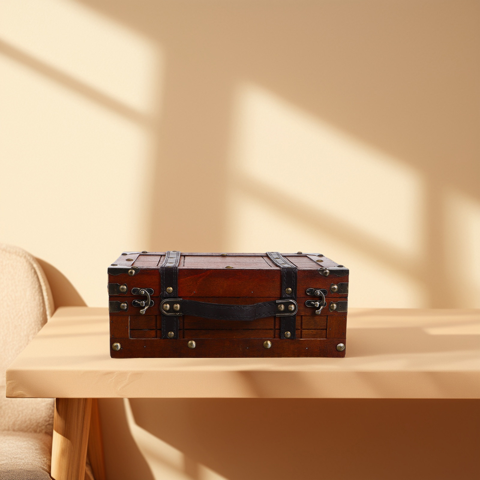レトロヴィンテージ木製収納ボックス、手持ちスーツケースデザイ - Retro Vintage Trunk Suitcase のレビューと価格