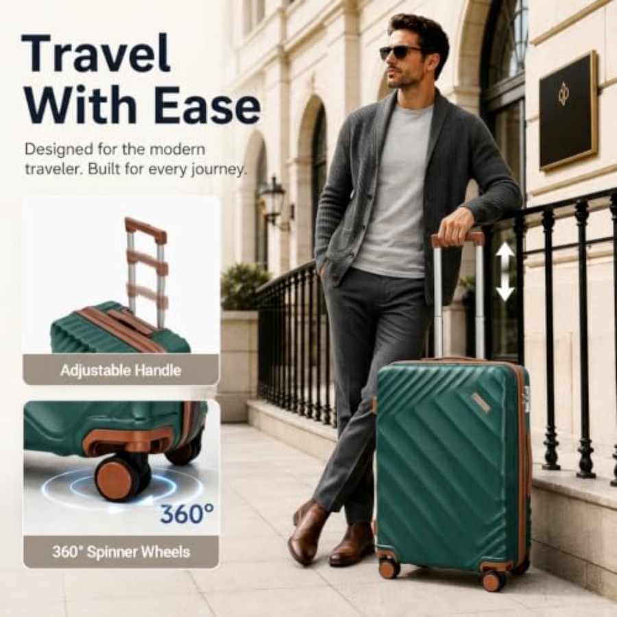 5ピースハードシェル拡張可能ラゲージセット、機内持ち込み可能 - Expandable Hard Shell Luggage Set のレビューと価格