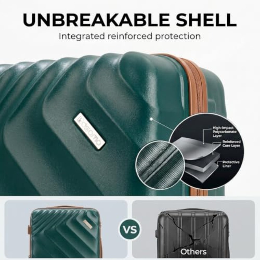 5ピースハードシェル拡張可能ラゲージセット、機内持ち込み可能 - Expandable Hard Shell Luggage Set のレビューと価格