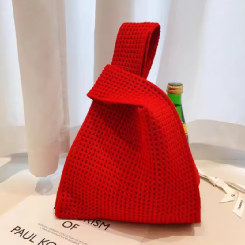 女性ビーチバッグ中空ニットノットリストバッグかぎ針編みトート - Cosmetic Bags のレビューと価格