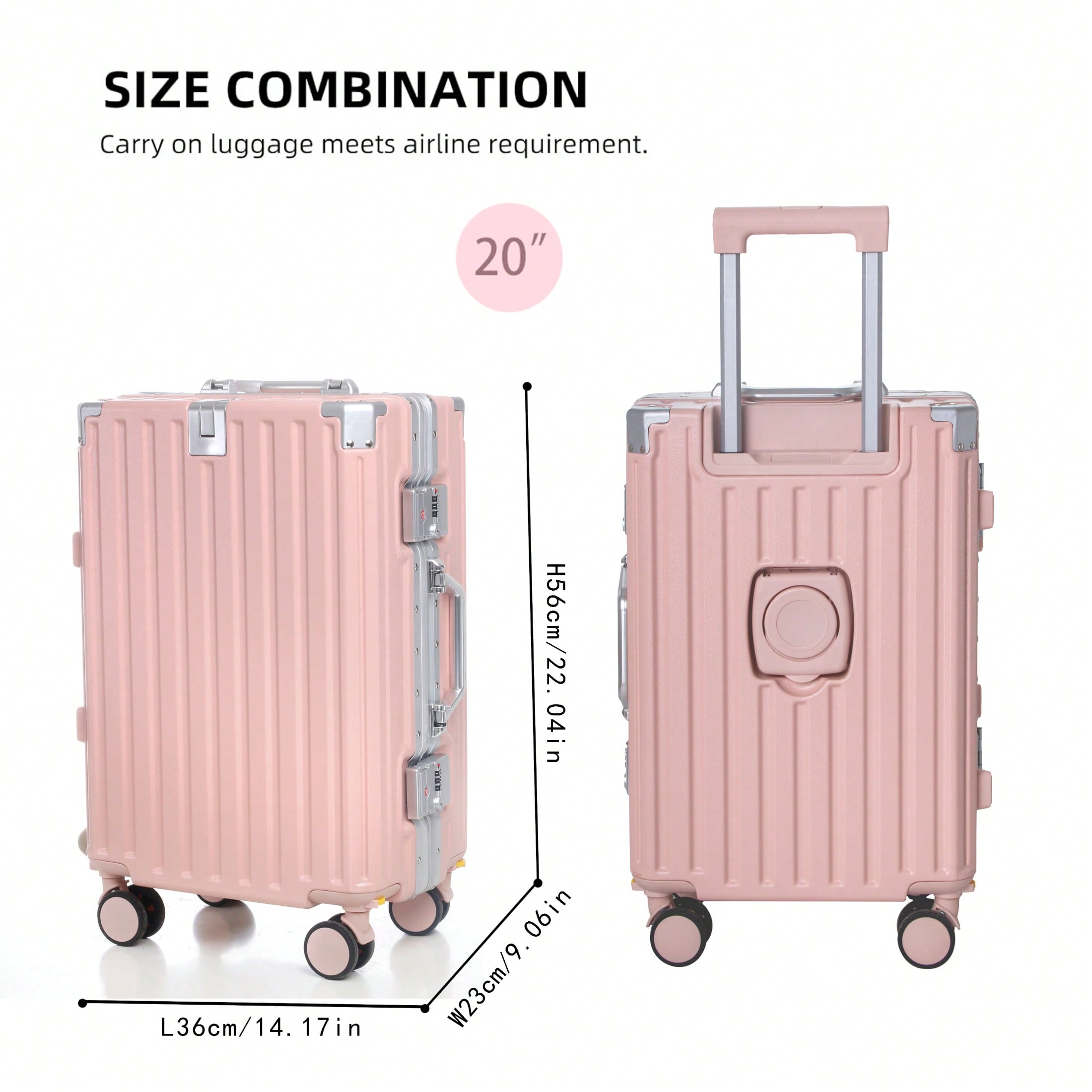 20インチ機内持ち込み可能スーツケース、航空会社承認済み、P - Aluminum Frame Carry On Luggage のレビューと価格