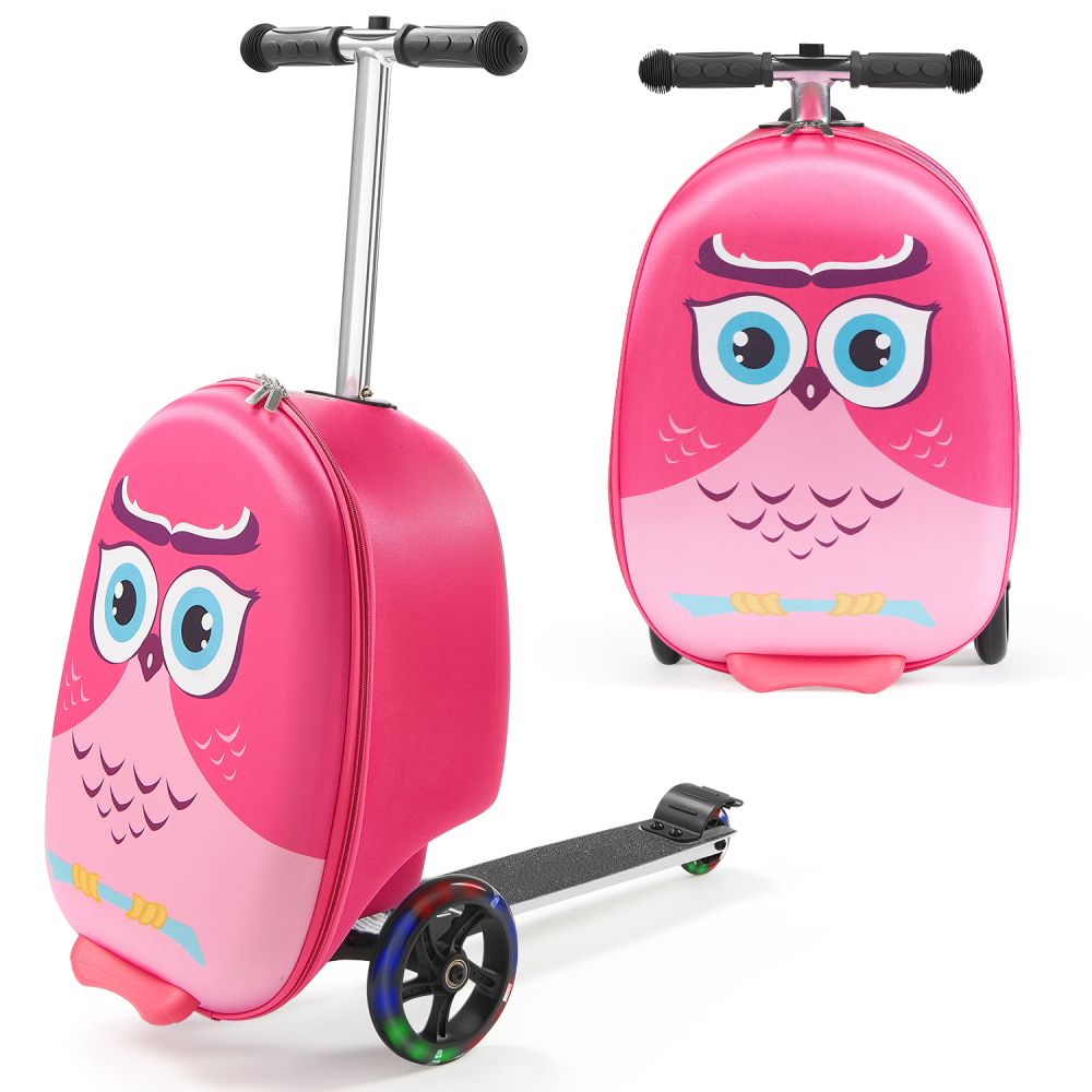 20インチ子供用ライドオンスクーターラゲッジ、ピンクの子供用 - Kids Ride On Suitcase Scooter のレビューと価格