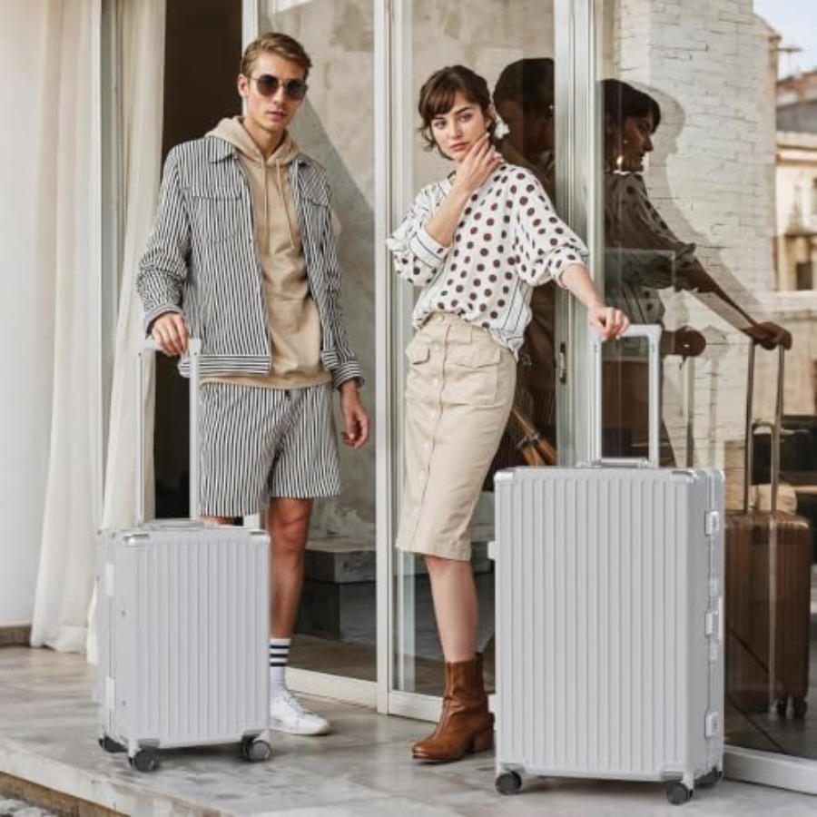 荷物セット 2個 アルミフレーム キャリーオン＆チェックイン - Aluminum Frame Carry On Luggage のレビューと価格