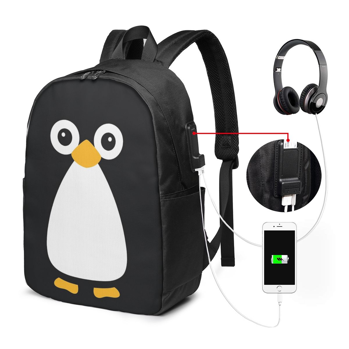 かわいいベクターペンギンバックパック旅行ノートブックバッグコ - Travel Bags のレビューと価格