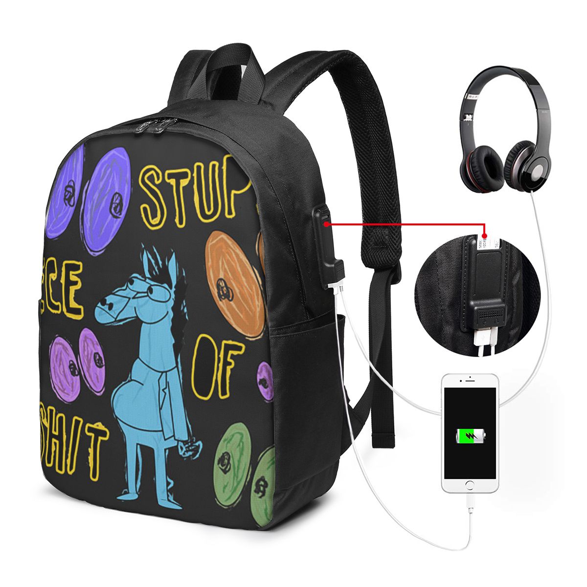 漫画ボージャック・ホースマン愚かなクソみたいなものバックパッ - Travel Bags のレビューと価格