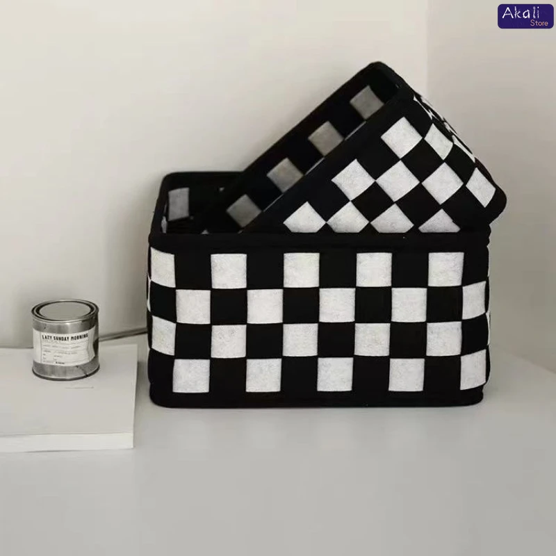 2026黒と白のチェック柄収納バスケットデスクトップ化粧品収 - Cosmetic Bags のレビューと価格