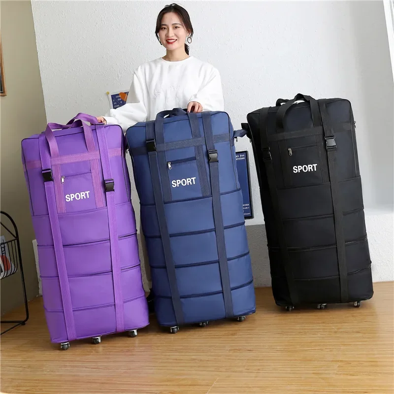 プラス航空会社チェックバッグオックスフォード大容量旅行ユニバ - Foldable Rolling Luggage Bag のレビューと価格